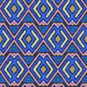 Double Diamond Ikat True Blue