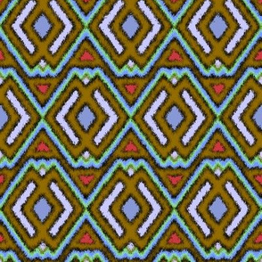 Double Diamond Ikat Raw Umber