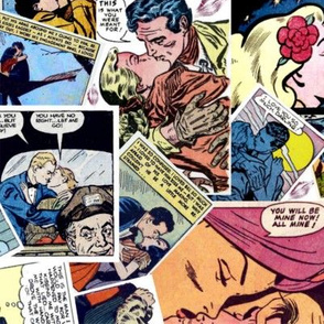 vintage comic book kisses - LARGE PRINT