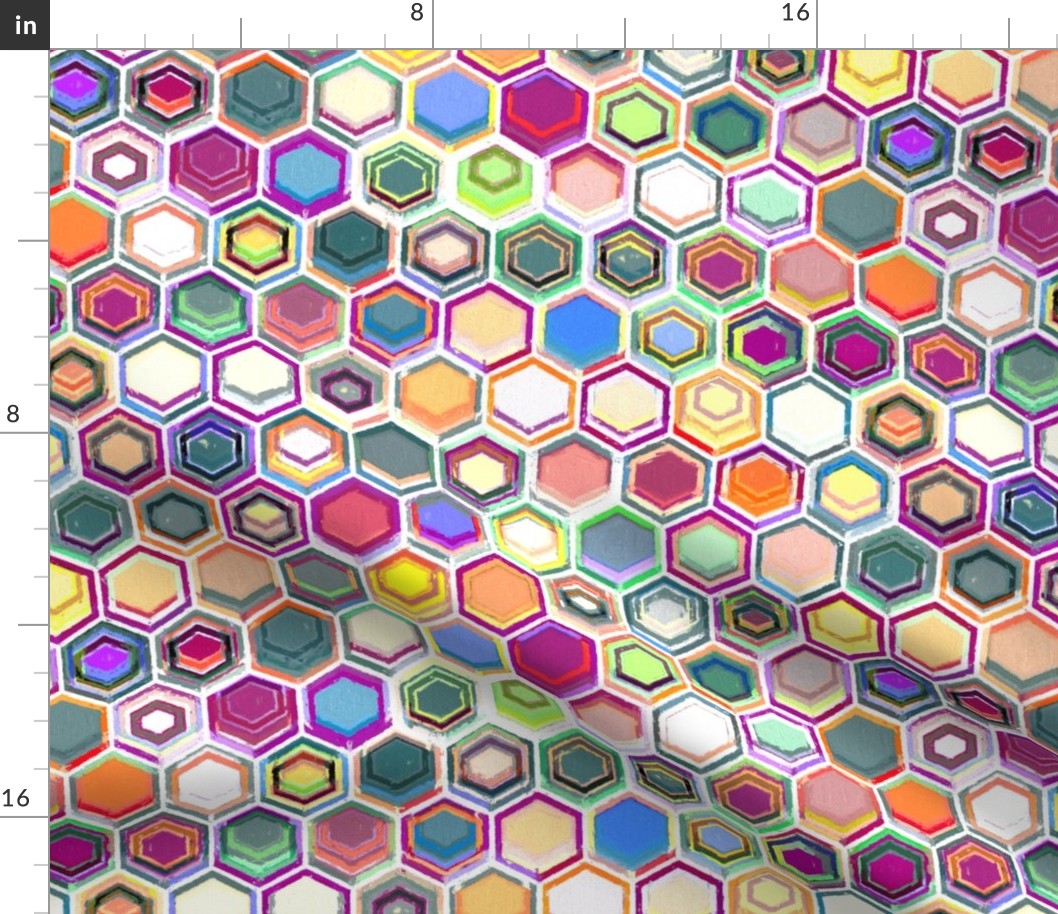 Colorful Oil Pastel Hexagons