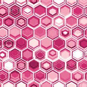 Berry and Magenta Oil Pastel Hexagons