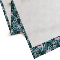 Tropical Palm Leaves in Botanical Green + Pink Conch