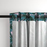 Tropical Palm Leaves in Botanical Green + Pink Conch