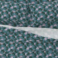 Tropical Palm Leaves in Botanical Green + Pink Conch