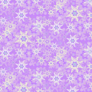White, Blue & Gray Snowflakes on Purple Pattern