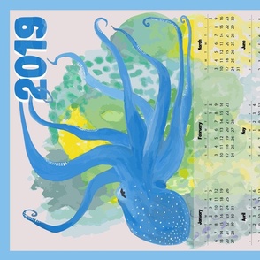 Blue Octopus' Garden Calendar 2019 - Vertical