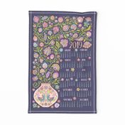 2019 Tea Towel Calendar Let Your Soul Blossom and Grow-purple denim background