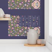 2019 Tea Towel Calendar Let Your Soul Blossom and Grow-purple denim background