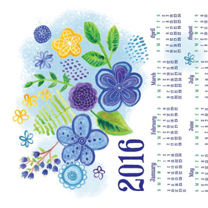 Blue Garden 2016 Tea Towel Calendar