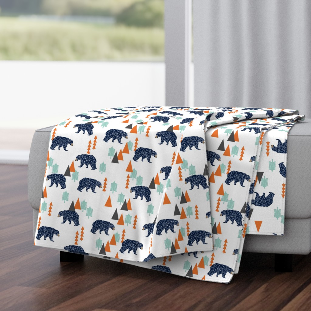 forest bear // boy nursery boys baby orange mint navy blue geometric bear mountains trees