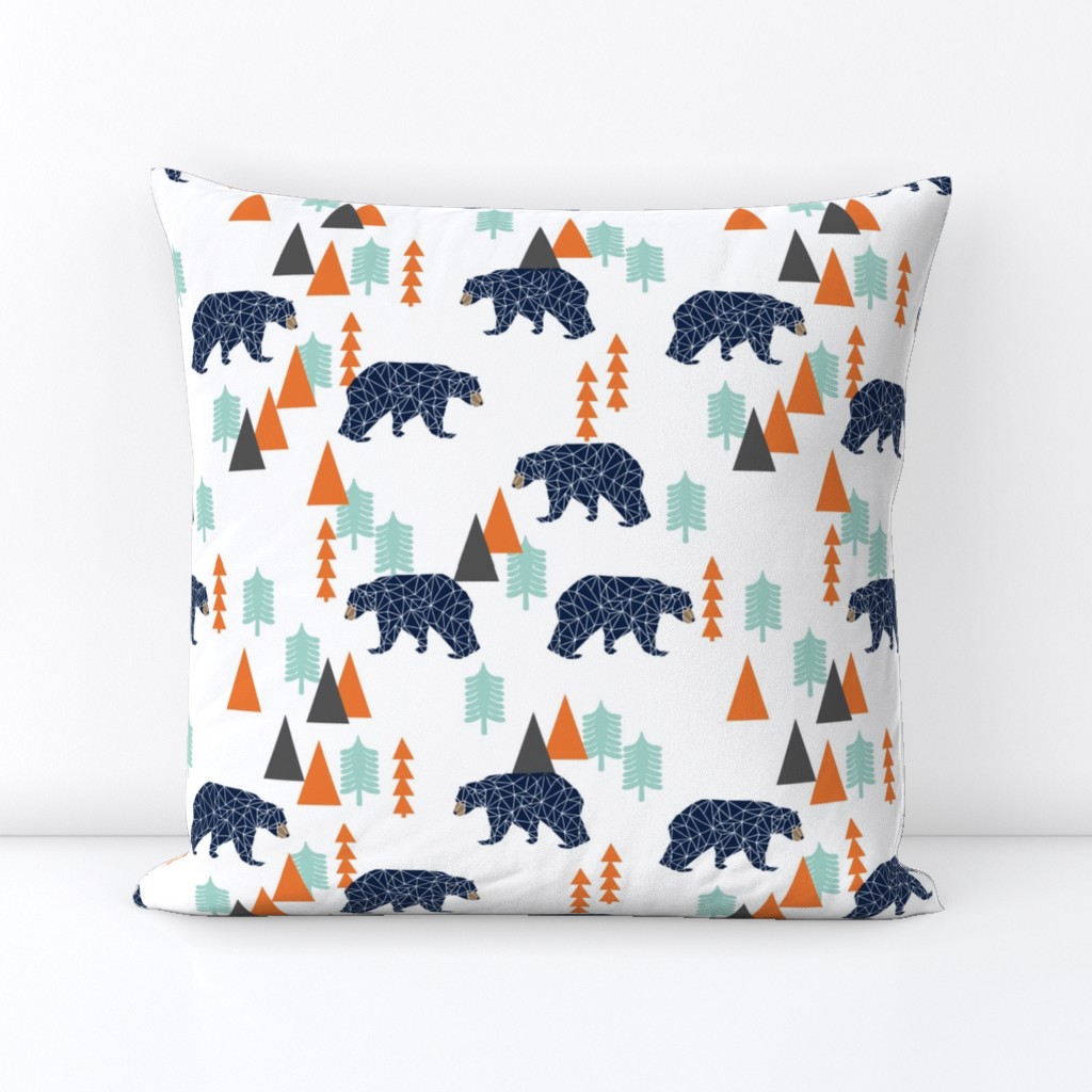 forest bear // boy nursery boys baby orange mint navy blue geometric bear mountains trees