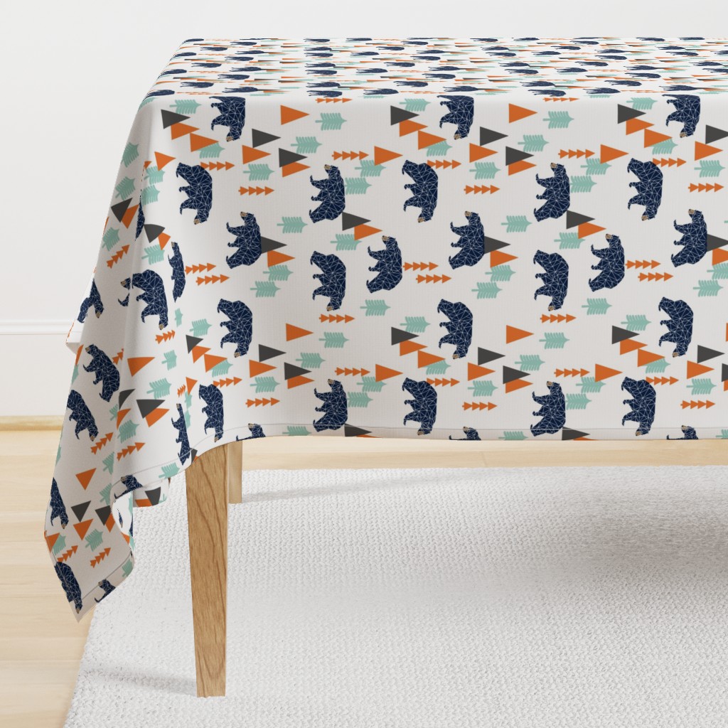 forest bear // boy nursery boys baby orange mint navy blue geometric bear mountains trees