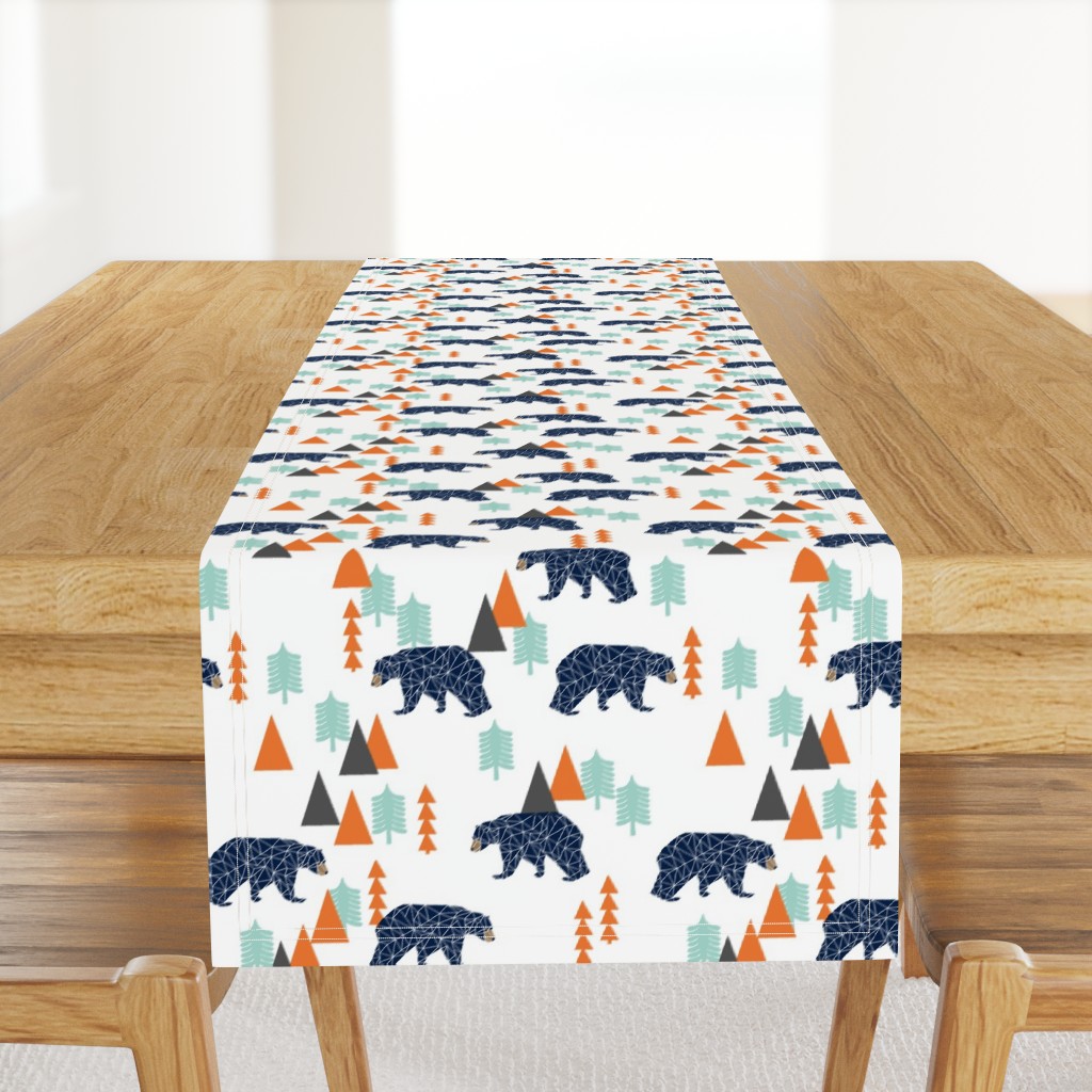 forest bear // boy nursery boys baby orange mint navy blue geometric bear mountains trees