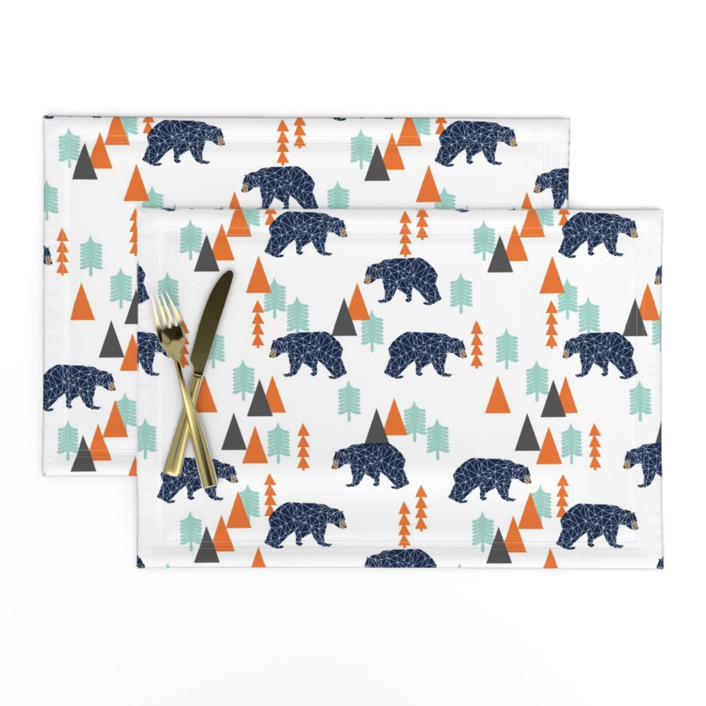 forest bear // boy nursery boys baby orange mint navy blue geometric bear mountains trees