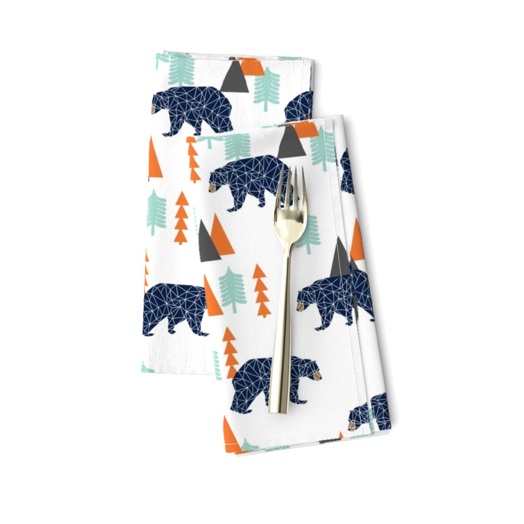 forest bear // boy nursery boys baby orange mint navy blue geometric bear mountains trees