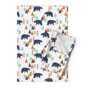 forest bear // boy nursery boys baby orange mint navy blue geometric bear mountains trees