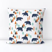 forest bear // boy nursery boys baby orange mint navy blue geometric bear mountains trees