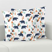 forest bear // boy nursery boys baby orange mint navy blue geometric bear mountains trees