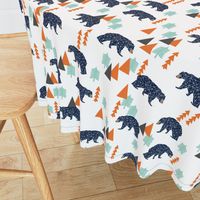 forest bear // boy nursery boys baby orange mint navy blue geometric bear mountains trees