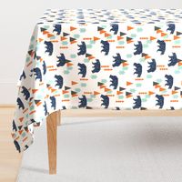 forest bear // boy nursery boys baby orange mint navy blue geometric bear mountains trees