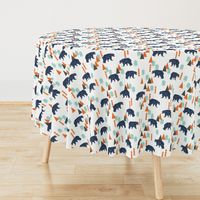 forest bear // boy nursery boys baby orange mint navy blue geometric bear mountains trees