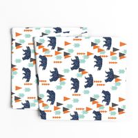 forest bear // boy nursery boys baby orange mint navy blue geometric bear mountains trees