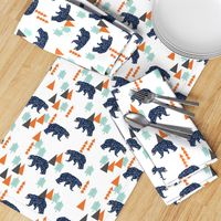 forest bear // boy nursery boys baby orange mint navy blue geometric bear mountains trees