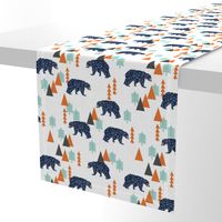 forest bear // boy nursery boys baby orange mint navy blue geometric bear mountains trees