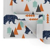 forest bear // boy nursery boys baby orange mint navy blue geometric bear mountains trees