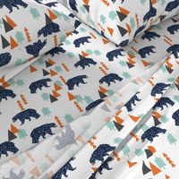 forest bear // boy nursery boys baby orange mint navy blue geometric bear mountains trees