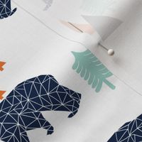 forest bear // boy nursery boys baby orange mint navy blue geometric bear mountains trees