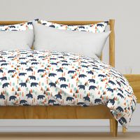 forest bear // boy nursery boys baby orange mint navy blue geometric bear mountains trees