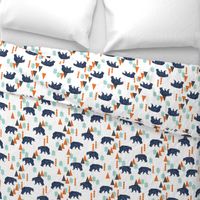 forest bear // boy nursery boys baby orange mint navy blue geometric bear mountains trees