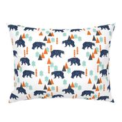 forest bear // boy nursery boys baby orange mint navy blue geometric bear mountains trees