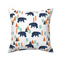 forest bear // boy nursery boys baby orange mint navy blue geometric bear mountains trees