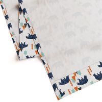 forest bear // boy nursery boys baby orange mint navy blue geometric bear mountains trees