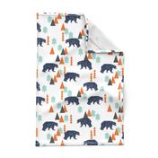 forest bear // boy nursery boys baby orange mint navy blue geometric bear mountains trees