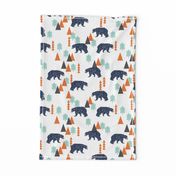 forest bear // boy nursery boys baby orange mint navy blue geometric bear mountains trees