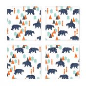 forest bear // boy nursery boys baby orange mint navy blue geometric bear mountains trees