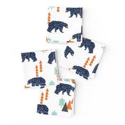 forest bear // boy nursery boys baby orange mint navy blue geometric bear mountains trees