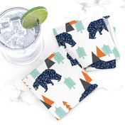 forest bear // boy nursery boys baby orange mint navy blue geometric bear mountains trees