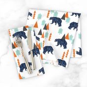 forest bear // boy nursery boys baby orange mint navy blue geometric bear mountains trees