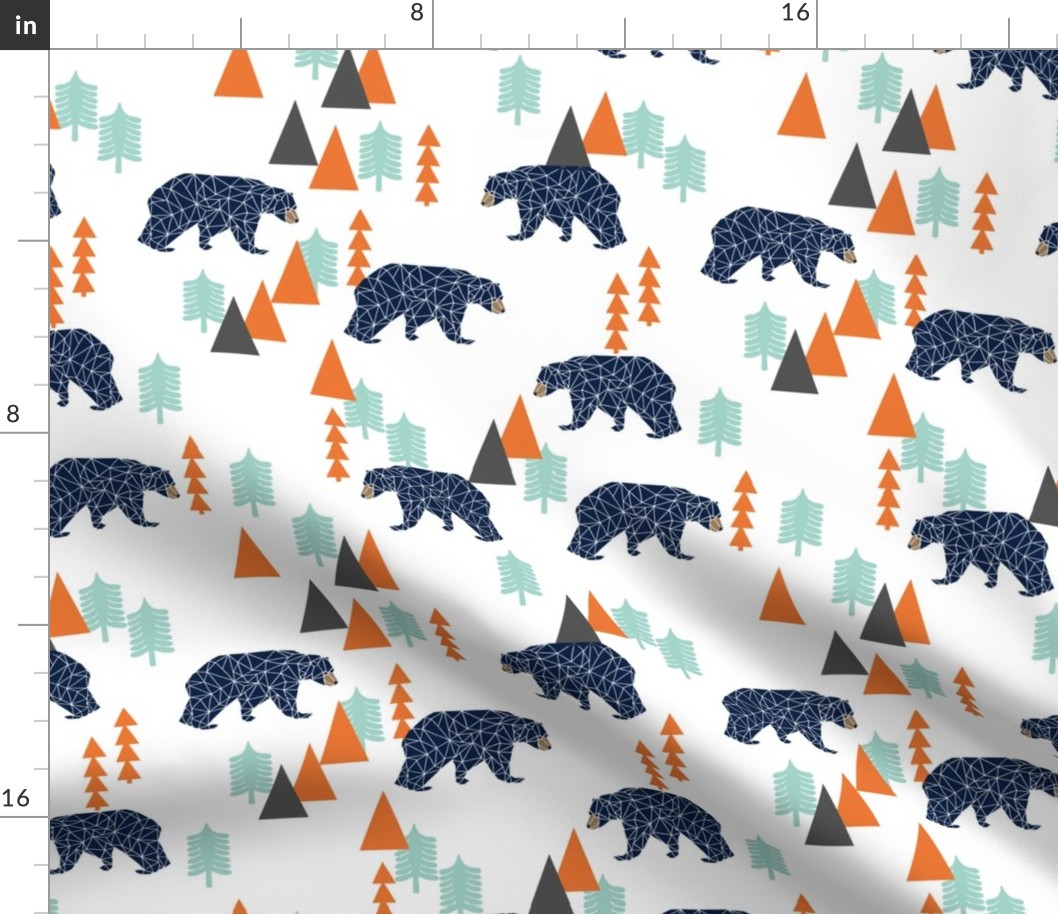 forest bear // boy nursery boys baby orange mint navy blue geometric bear mountains trees