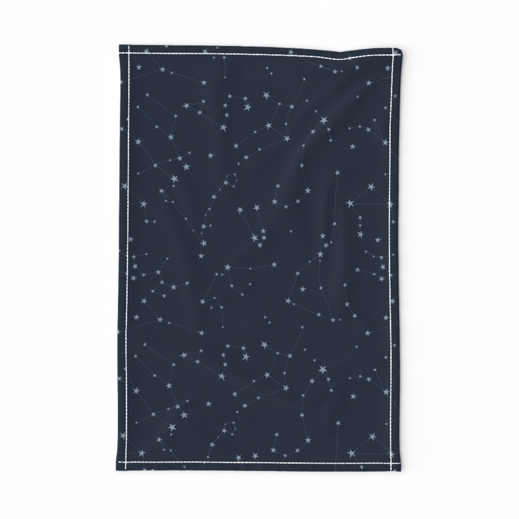 stars in the zodiac constellations - light blue on navy blue