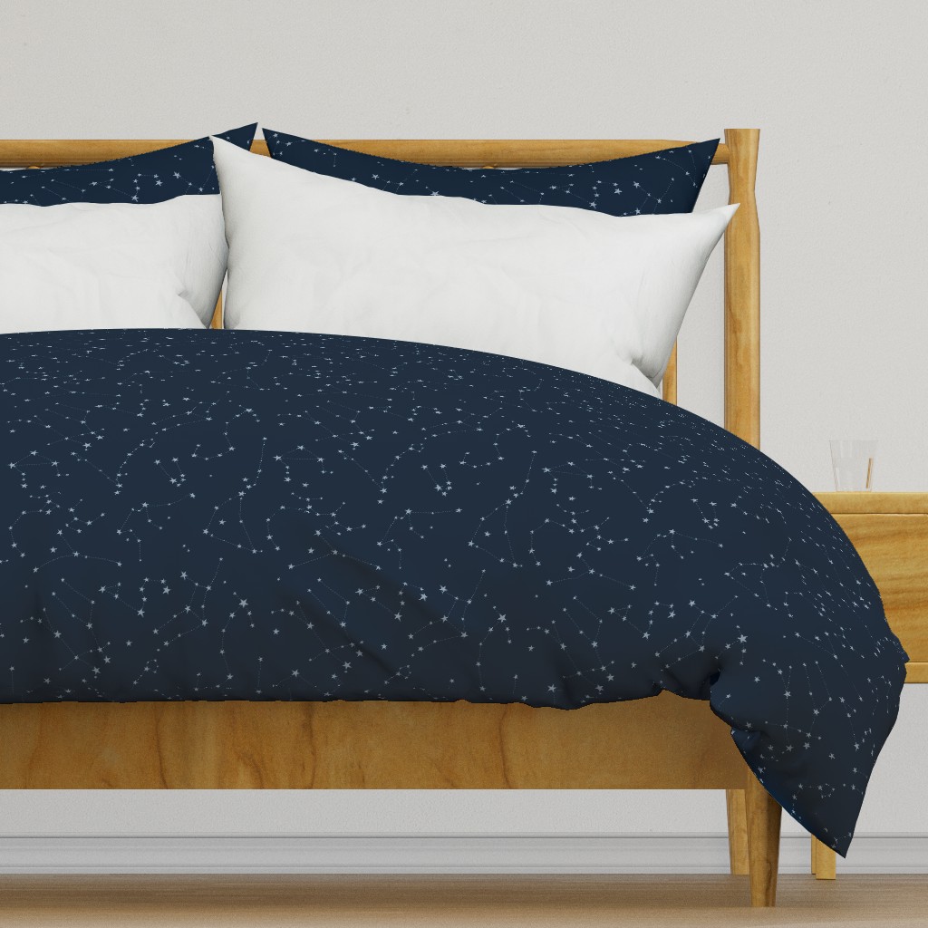 stars in the zodiac constellations - light blue on navy blue