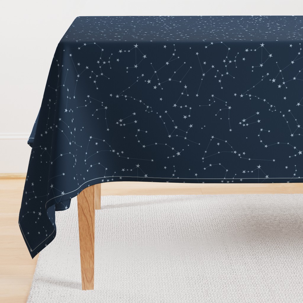 stars in the zodiac constellations - light blue on navy blue