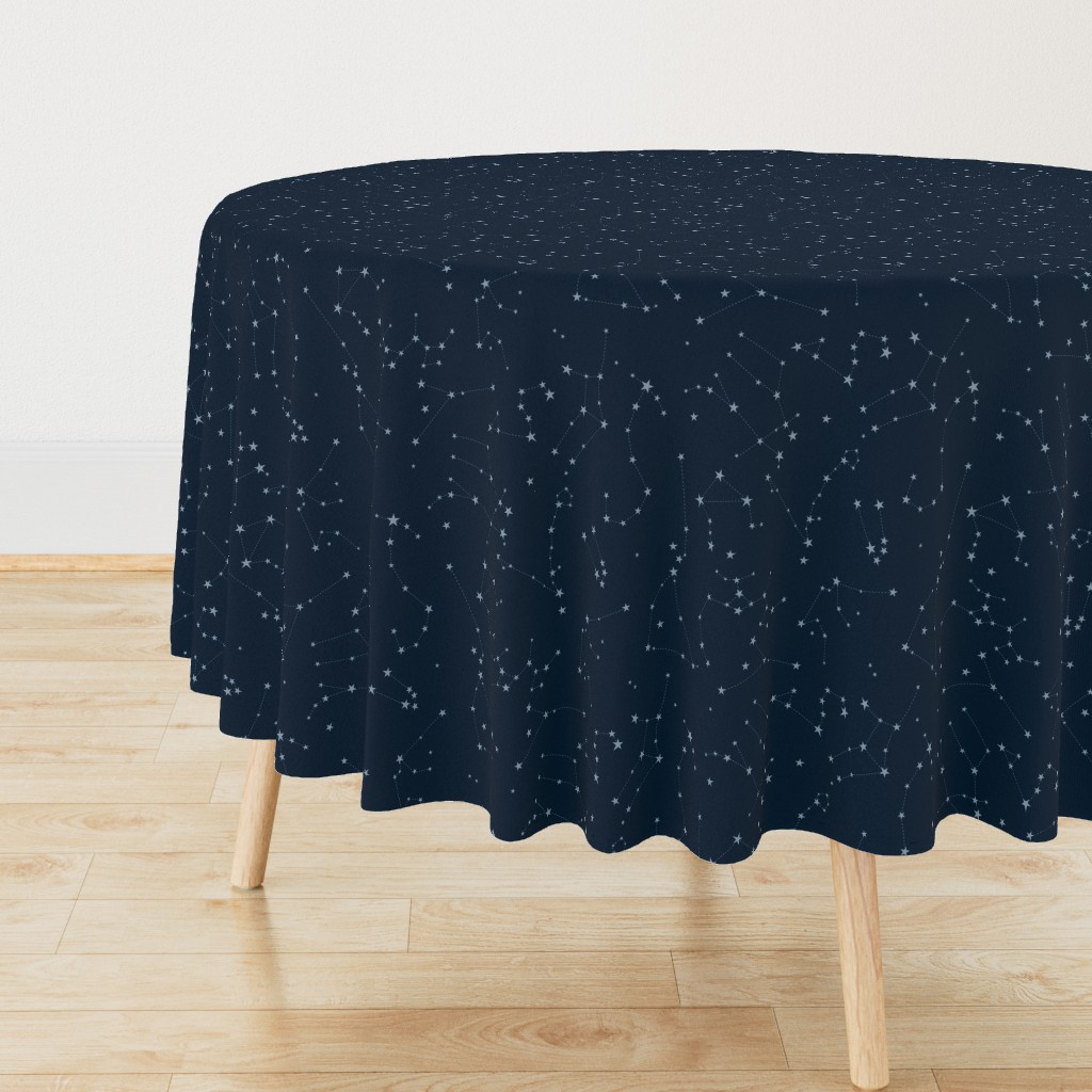 stars in the zodiac constellations - light blue on navy blue