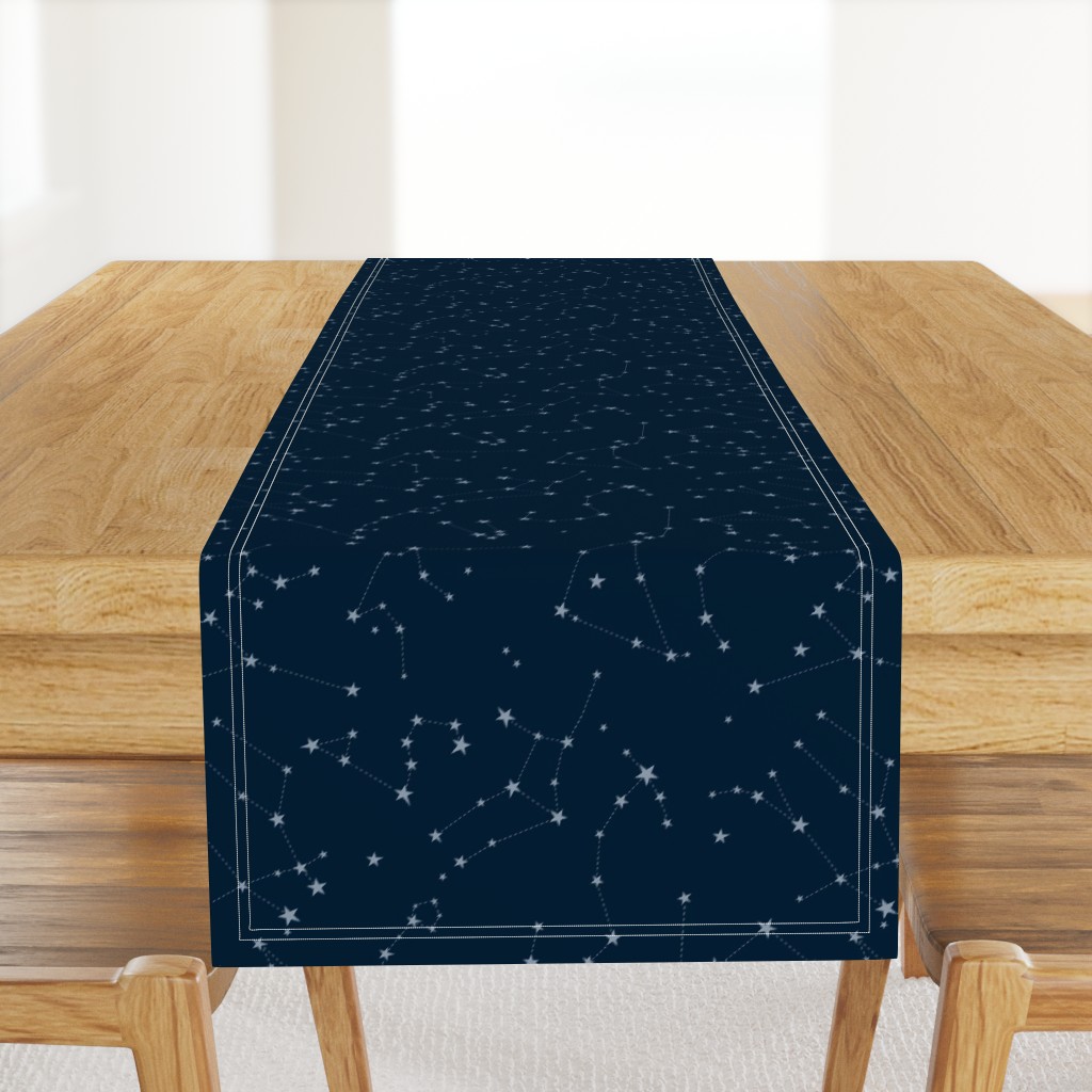 stars in the zodiac constellations - light blue on navy blue