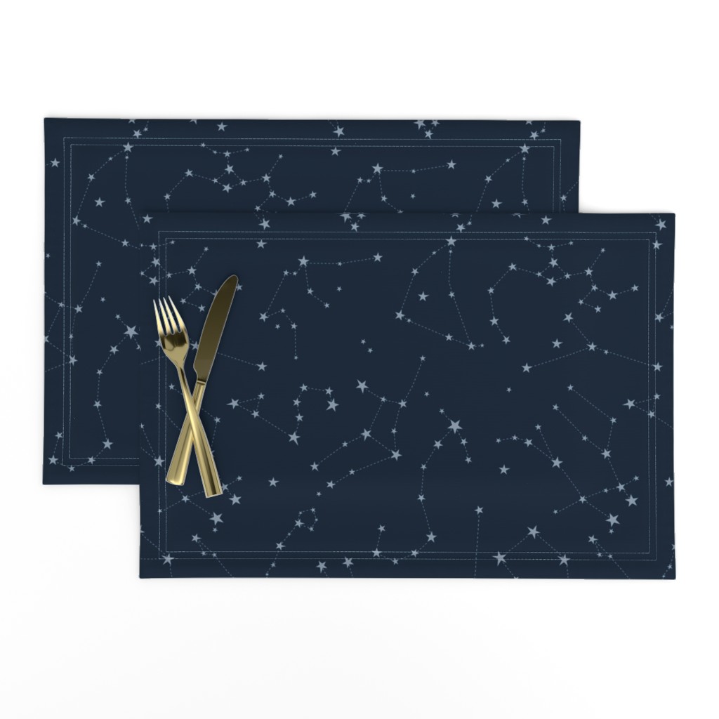 stars in the zodiac constellations - light blue on navy blue