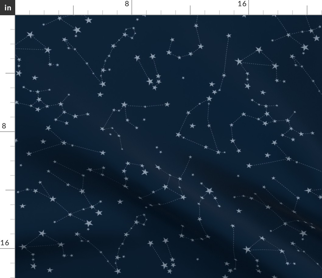 stars in the zodiac constellations - light blue on navy blue